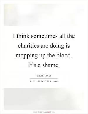 I think sometimes all the charities are doing is mopping up the blood. It’s a shame Picture Quote #1