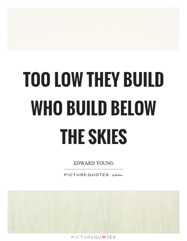 Too low they build who build below the skies Picture Quote #1