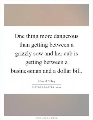 One thing more dangerous than getting between a grizzly sow and her cub is getting between a businessman and a dollar bill Picture Quote #1