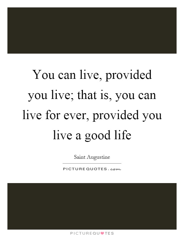 You can live, provided you live; that is, you can live for ever, provided you live a good life Picture Quote #1