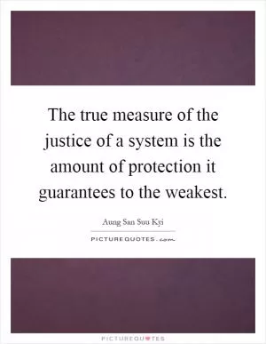The true measure of the justice of a system is the amount of protection it guarantees to the weakest Picture Quote #1