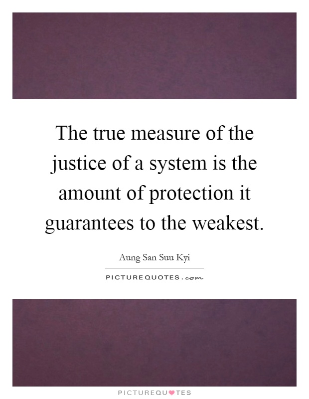 The true measure of the justice of a system is the amount of protection it guarantees to the weakest Picture Quote #1