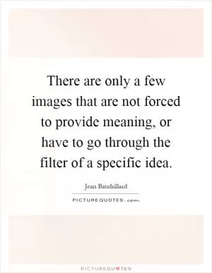 There are only a few images that are not forced to provide meaning, or have to go through the filter of a specific idea Picture Quote #1