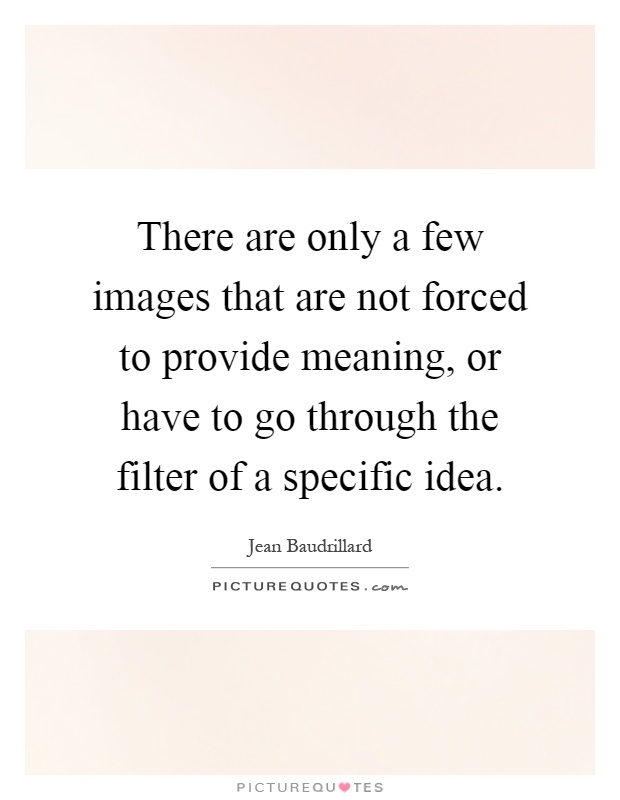There are only a few images that are not forced to provide meaning, or have to go through the filter of a specific idea Picture Quote #1