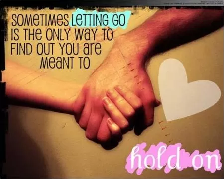 Sometimes letting go is the only way to find out you are meant to hold on Picture Quote #1