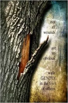 Not all wounds are so obvious. Walk gently in the lives of others Picture Quote #1