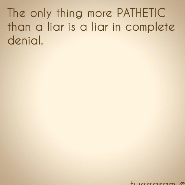 The only thing more pathetic than a liar is a liar in complete denial Picture Quote #1