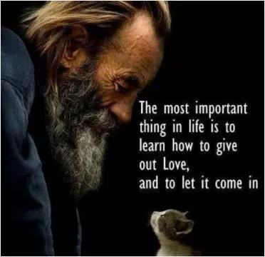 The most important thing in life is to learn how to give out love and to let it come in Picture Quote #1