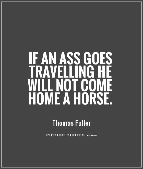 If an ass goes travelling he will not come home a horse Picture Quote #1