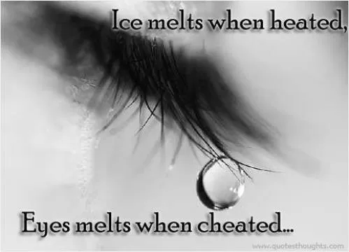 Ice melts when heated, eyes melt when cheated Picture Quote #1