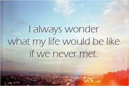 I always wonder what my life would be like if we never met Picture Quote #1