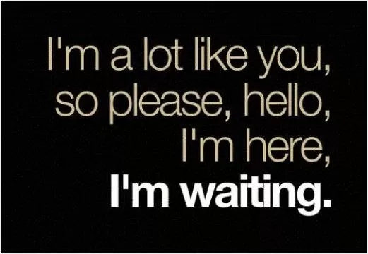 I'm a lot like you, so please, hello, I'm here, I'm waiting Picture Quote #1
