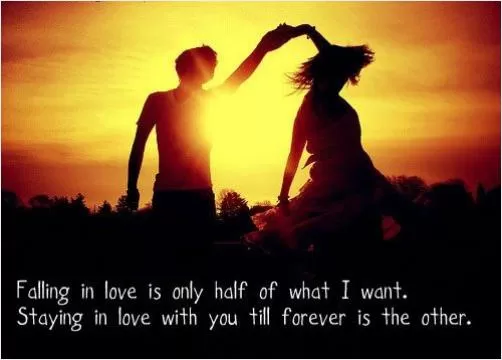 Falling in love is only half of what I want. Staying in love with you till forever is the other Picture Quote #1