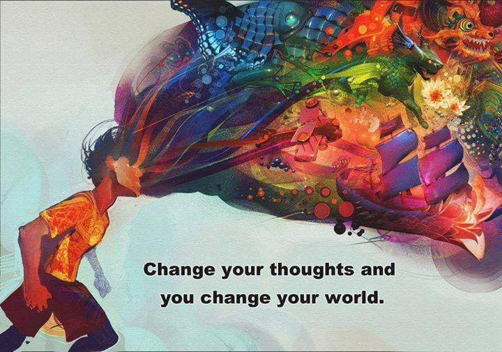 Change your thoughts and you change the world Picture Quote #1