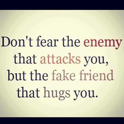Don't fear the enemy that attacks you, but the fake friend that hugs you Picture Quote #1