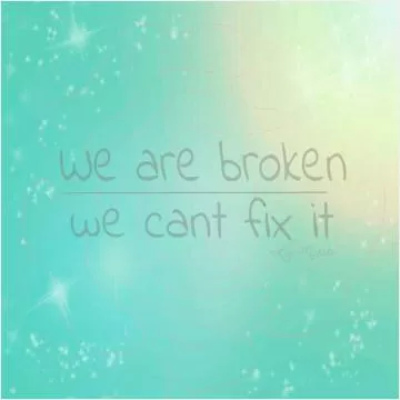 We are broken we can't fix it Picture Quote #1
