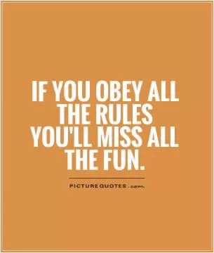 If you obey all the rules you'll miss all the fun Picture Quote #1