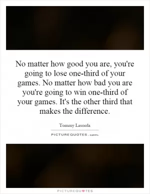 No matter how good you are, you're going to lose one-third of your games. No matter how bad you are you're going to win one-third of your games. It's the other third that makes the difference Picture Quote #1