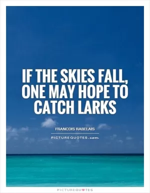 If the skies fall, one may hope to catch larks Picture Quote #1