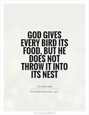 God gives every bird its food, but He does not throw it into its nest Picture Quote #1