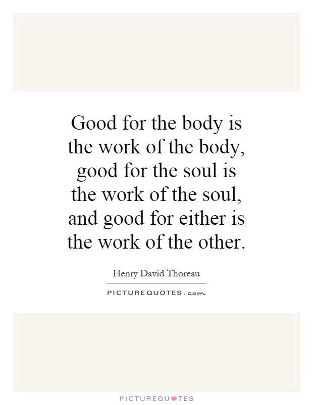Good for the body is the work of the body, good for the soul is the work of the soul, and good for either is the work of the other Picture Quote #1