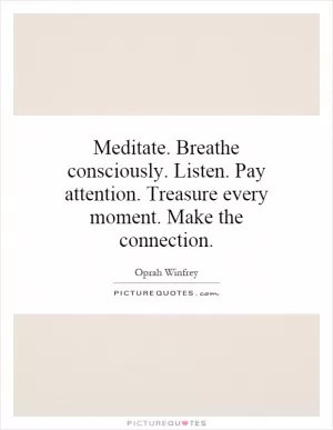 Meditate. Breathe consciously. Listen. Pay attention. Treasure every moment. Make the connection Picture Quote #1