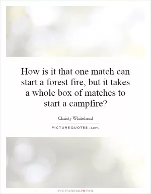 How is it that one match can start a forest fire, but it takes a whole box of matches to start a campfire? Picture Quote #1