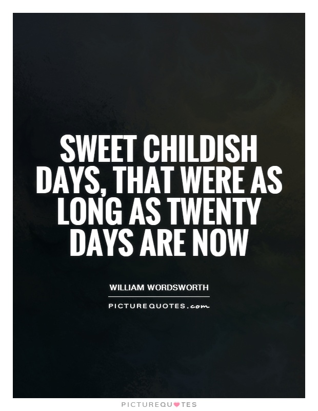 Sweet childish days, that were as long As twenty days are now Picture Quote #1