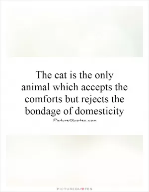 The cat is the only animal which accepts the comforts but rejects the bondage of domesticity Picture Quote #1