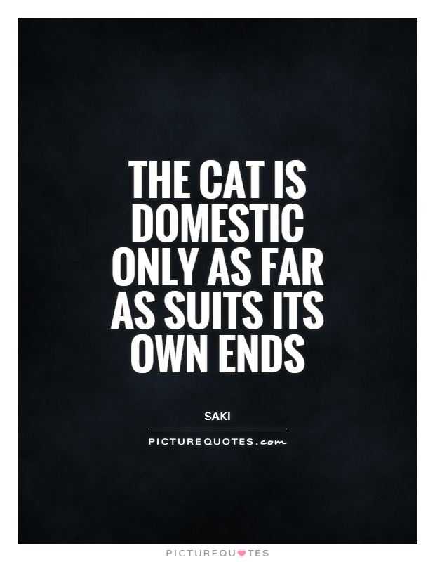 The cat is domestic only as far as suits its own ends Picture Quote #1