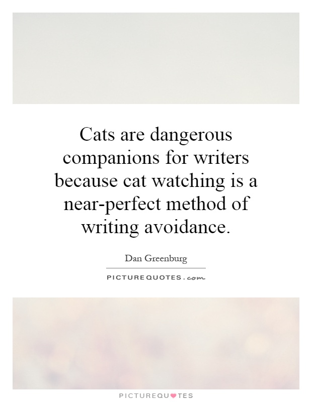 Cats are dangerous companions for writers because cat watching is a near-perfect method of writing avoidance Picture Quote #1