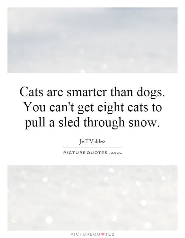Cats are smarter than dogs. You can't get eight cats to pull a sled through snow Picture Quote #1