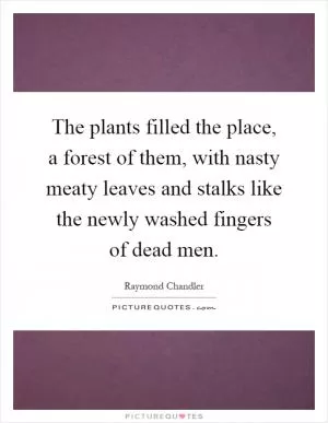 The plants filled the place, a forest of them, with nasty meaty leaves and stalks like the newly washed fingers of dead men Picture Quote #1