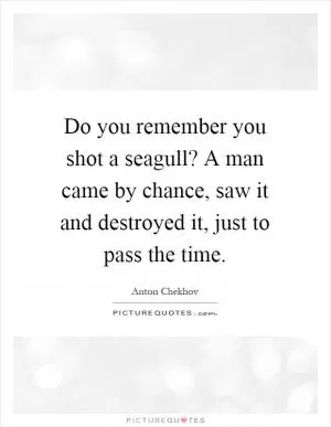 Do you remember you shot a seagull? A man came by chance, saw it and destroyed it, just to pass the time Picture Quote #1