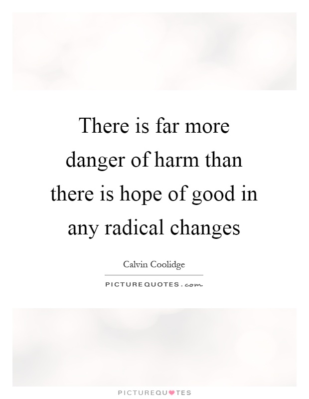 There is far more danger of harm than there is hope of good in any radical changes Picture Quote #1