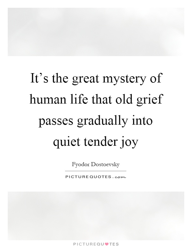 It's the great mystery of human life that old grief passes gradually into quiet tender joy Picture Quote #1