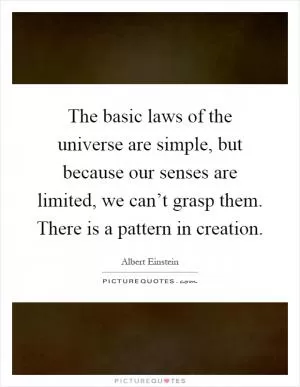 The basic laws of the universe are simple, but because our senses are limited, we can’t grasp them. There is a pattern in creation Picture Quote #1