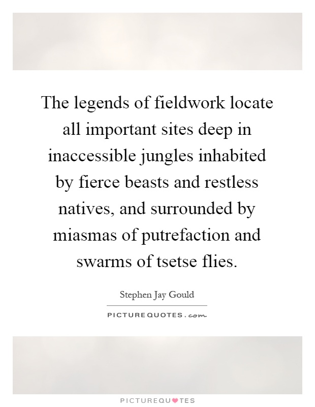 The legends of fieldwork locate all important sites deep in inaccessible jungles inhabited by fierce beasts and restless natives, and surrounded by miasmas of putrefaction and swarms of tsetse flies Picture Quote #1