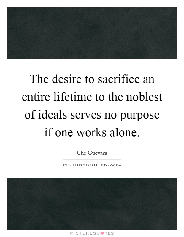 The desire to sacrifice an entire lifetime to the noblest of ideals serves no purpose if one works alone Picture Quote #1