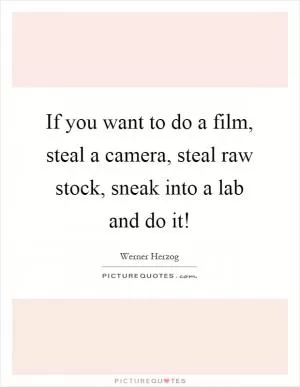 If you want to do a film, steal a camera, steal raw stock, sneak into a lab and do it! Picture Quote #1