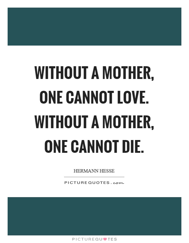 Without a mother, one cannot love. Without a mother, one cannot die Picture Quote #1