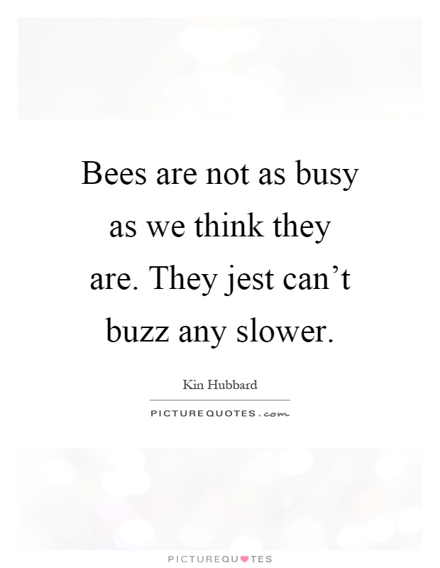 Bees are not as busy as we think they are. They jest can't buzz any slower Picture Quote #1