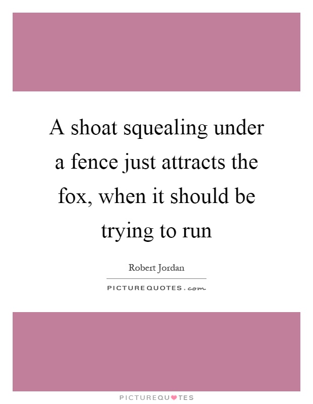 A shoat squealing under a fence just attracts the fox, when it should be trying to run Picture Quote #1