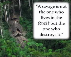 A savage is not the one who lives in the forest but the one who destroys it Picture Quote #1