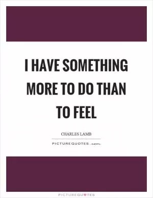 I have something more to do than to feel Picture Quote #1