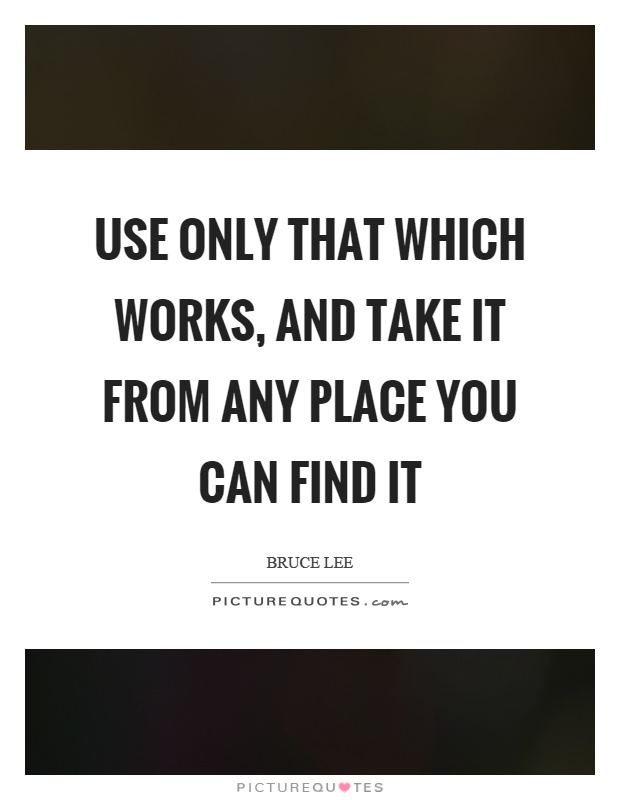 Use only that which works, and take it from any place you can find it Picture Quote #1