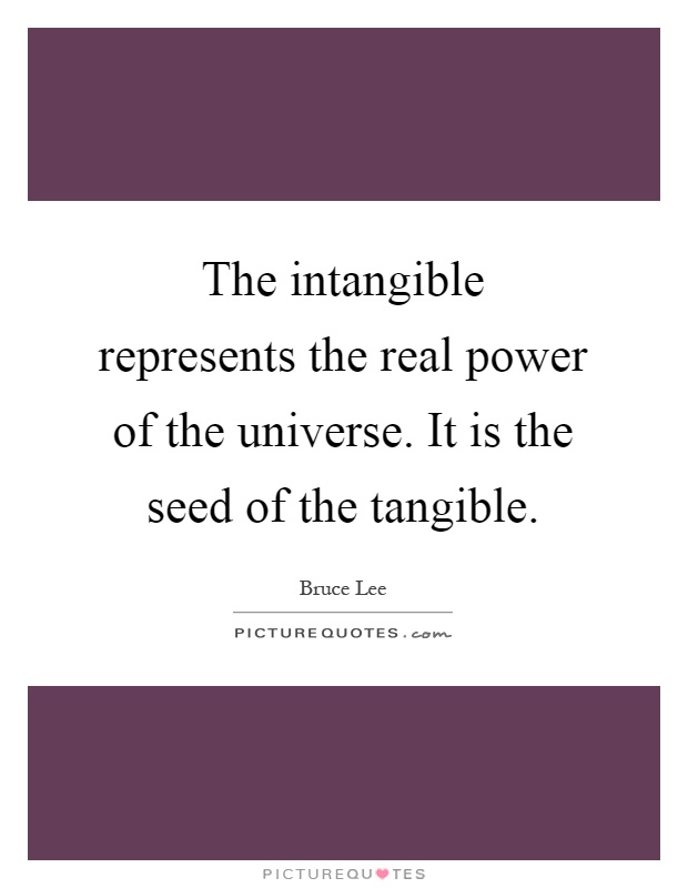 The intangible represents the real power of the universe. It is the seed of the tangible Picture Quote #1