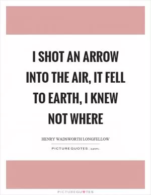 I shot an arrow into the air, it fell to earth, I knew not where Picture Quote #1