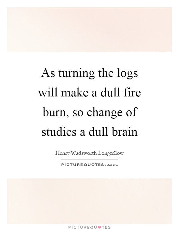 As turning the logs will make a dull fire burn, so change of studies a dull brain Picture Quote #1
