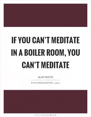 If you can’t meditate in a boiler room, you can’t meditate Picture Quote #1